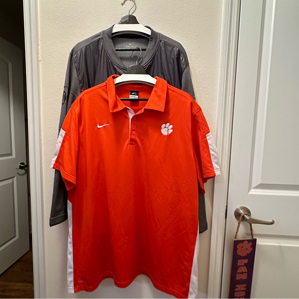 Bundle of 2..Mens Dri-Fit, Nike Clemson. 1 jacket, 1 Polo Both XXL (CT0030)